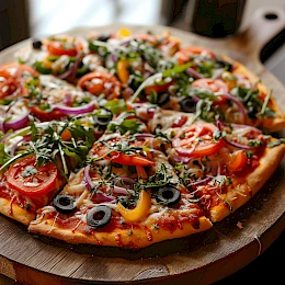 Foto von Pizza mit Gemüsebelag