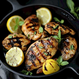 Foto von Gegrilltes Hähnchen mit Zitronen