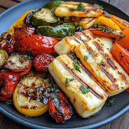 Foto von Gegrillter Halloumi mit Gemüse