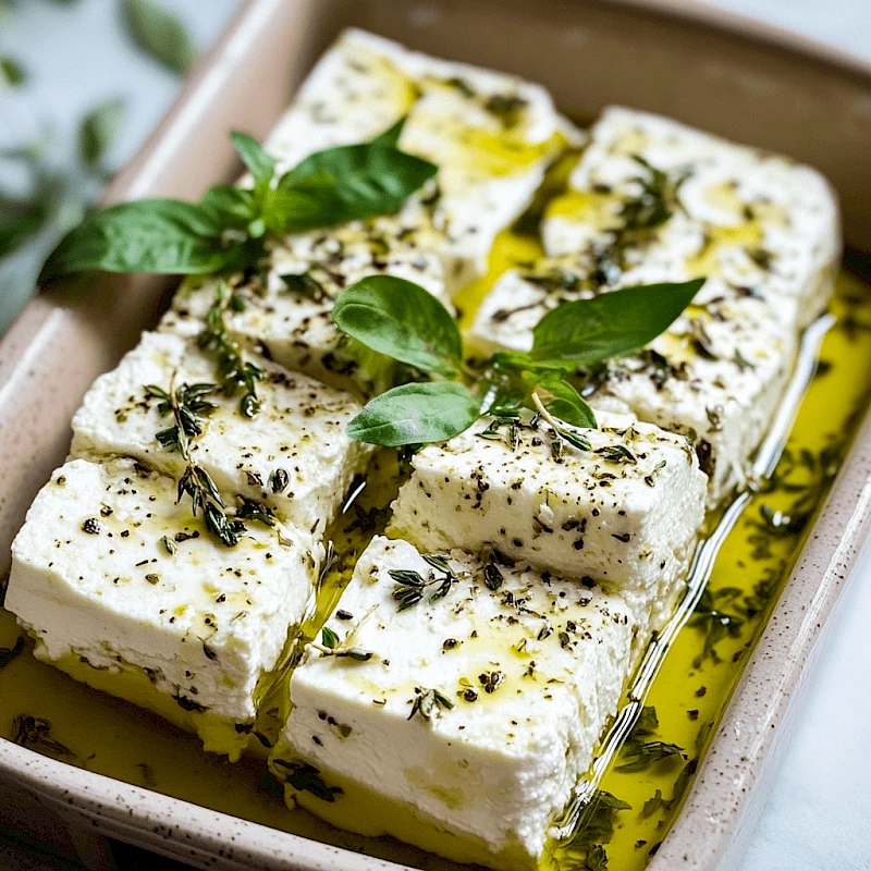 Feta mit Olivenöl und Kräutern gebacken