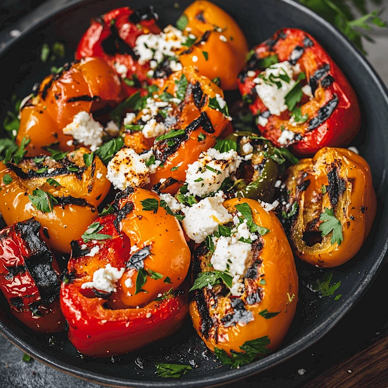 Gegrillte Paprika mit Feta und Kräutern