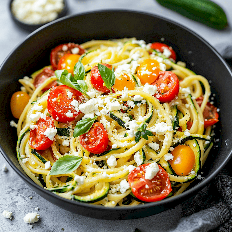 Galeriefoto: Zucchini-Nudeln mit Tomaten und Feta