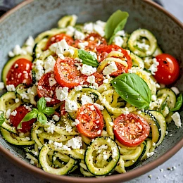 Foto von Zucchini-Nudeln mit Tomaten und Feta