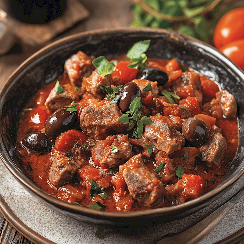 Lammragout mit Oliven und Tomaten