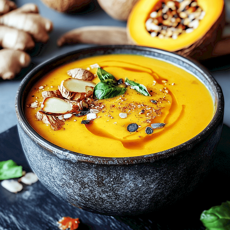 Galeriefoto: Kürbissuppe mit Kokosmilch und Ingwer